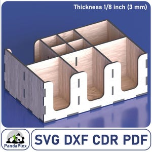 Kitchen Holder Laser Cut File – SVG DXF Wood Organizer, Glowforge Cutting Template, CNC Vector Design, 3D Wooden Utensil Rack