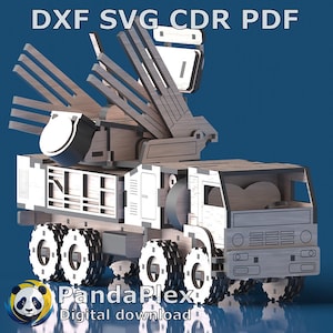 Pantsir S1 3D Puzzle – SVG Laser Cut Files - Military Vehicle, DXF CNC Vector Model, Wooden Tank Pattern, Digital Download for Glowforge