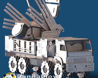 Pantsir S1 3D Puzzle – SVG Laser Cut Files - Military Vehicle, DXF CNC Vector Model, Wooden Tank Pattern, Digital Download for Glowforge