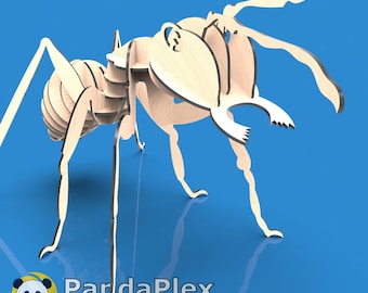 Large Ant - Laser Cut Files Wooden 3D Puzzle, Insect SVG, Sculpture for Garden or Yard Decor, Outdoor CNC Art for Plasma Cutting