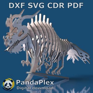 Puzzle 3D Monster SVG - File tagliati al laser per legno e acrilico, modello per incisione CNC DXF CDR, giocattolo di bestia in legno per Glowforge Cricut