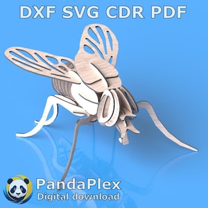 Inseto voador 3D, arquivo svg dxf cdr pdf cortado a laser, planta vetorial para laser cnc, padrão de modelo de madeira, decoração para casa cortada a laser