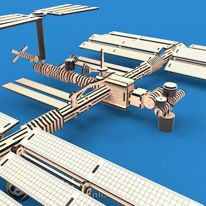 Space Station 3D Puzzle SVG – Laser Cut Files for Wooden, DXF Template for Kids & Adults, Space Laser Cutting Project
