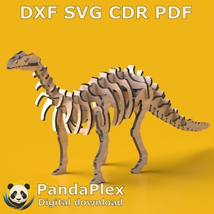 Brontosaurus 3D Puzzle SVG | Laser Cut Files Dinosaur Model | DXF cnc File | Wooden MDF Animal Toy | Digital Download