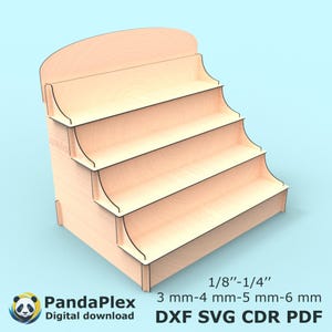 Laser Cut Display Stand SVG | Tiered Shelf Rack for Craft Fair & Shop | Wooden Counter Display | DXF PDF File