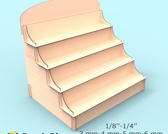 Laser-Schnitt-Ausstellungsstand SVG | Tiered Shelf Rack für Craft Fair & Shop | Thekenaufsteller aus Holz | DXF PDF Datei
