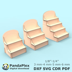 Laser Cut Display Stand SVG | Tiered Wooden Shelf for Market Booth & Craft Fair | Cupcake Display Rack DXF PDF Files