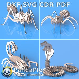 Creepy Crawlies 3DパズルSVG – クモ、アリ、サソリ、ヘビ | CNC、木製装飾、Glowforge、DIYギフトアイデア用レーザーカットファイルバンドル