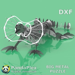 Frilled Lizard 3D Puzzle DXF Laserschnittdatei, Metallschnittvorlage, Vektor für das Laserschneiden