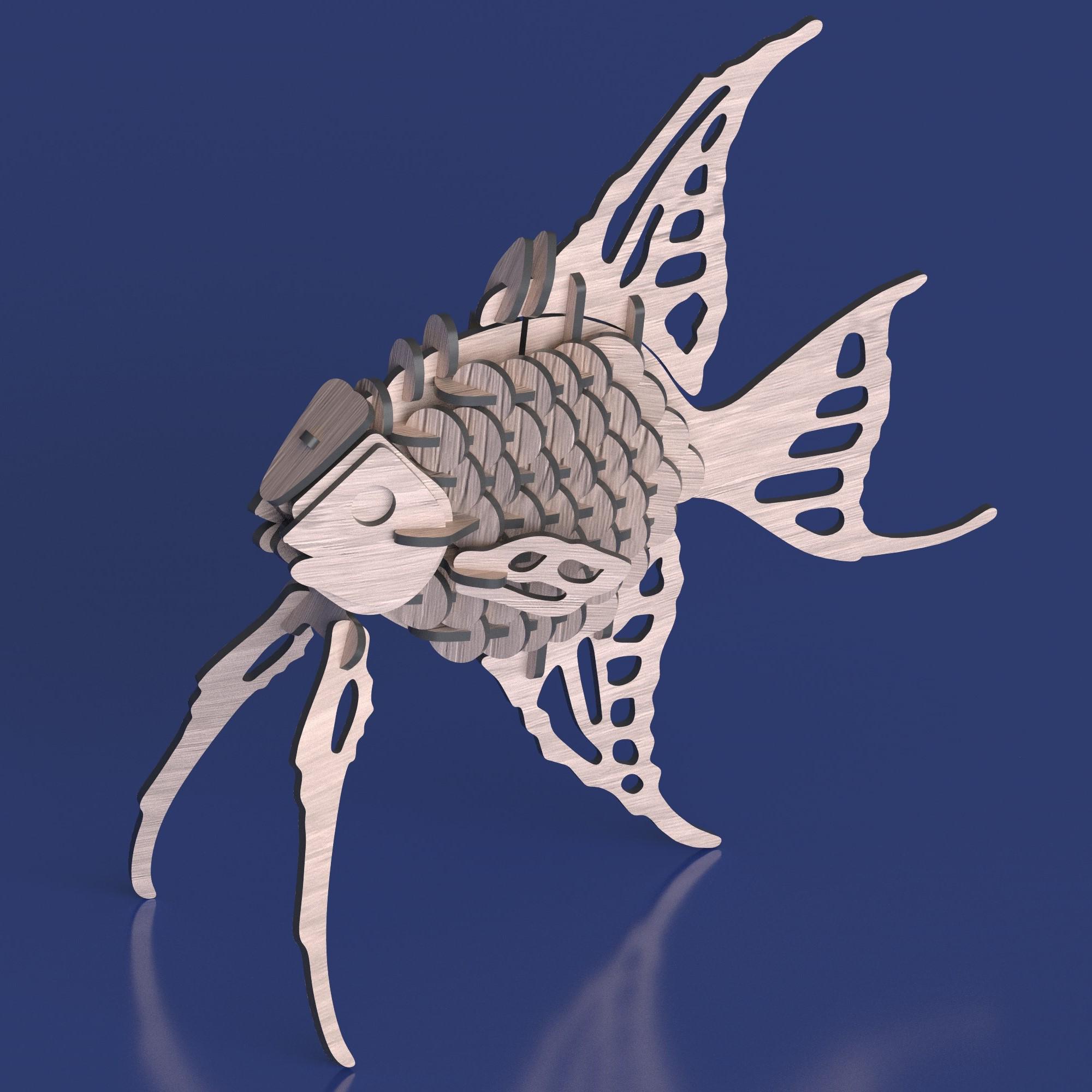 Angel Fish 3D Puzzle – Laser Cut Files SVG DXF for Glowforge, CNC ...