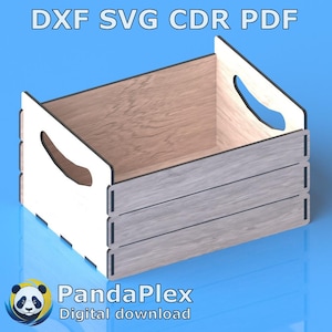 Archivo SVG de corte láser para cesta de madera: cesta de madera, cajón de madera, caja de almacenamiento, archivos de corte Glowforge, rompecabezas 3D DXF