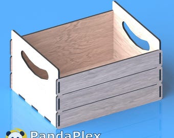 Wooden Hamper SVG Laser Cut File - Wood Basket, Wooden Crate, Storage Box, Glowforge Cut Files, Puzzle 3D DXF