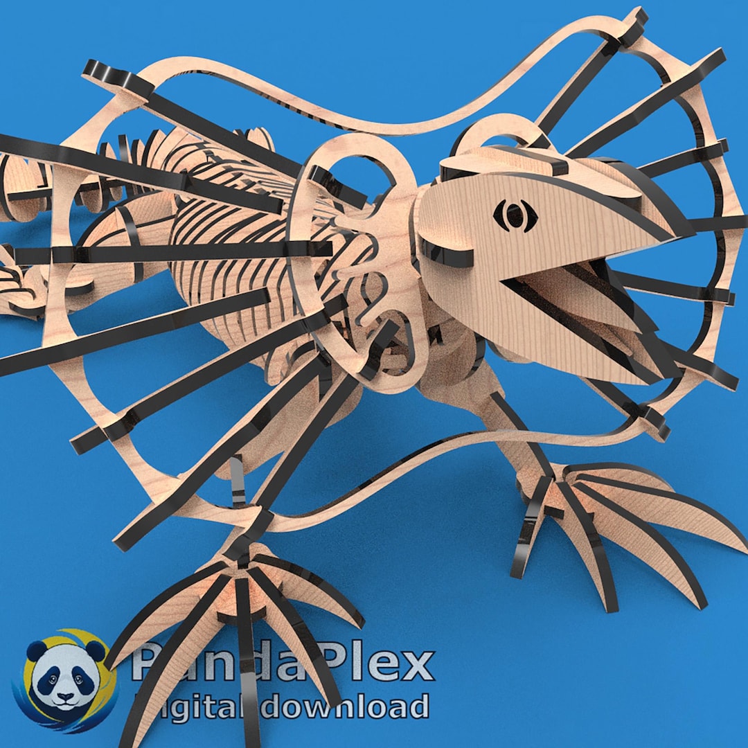 Lizard 3D Puzzle – Laser Cut Files SVG DXF – Engraving Template, Wooden ...