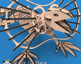 Lizard 3D Puzzle – Laser Cut Files SVG DXF – Engraving Template, Wooden Puzzle, Glowforge Design, 3D Lizard Laser Cutting Template