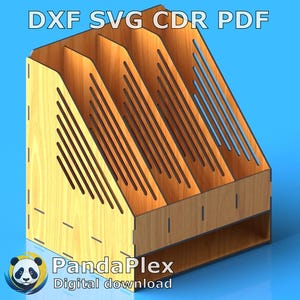 Document Organizer SVG File – Laser Cut Paper Sorter Template, Office File Holder for Glowforge, CNC Wood Storage Pattern