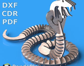 Snake 3D Puzzle SVG Laser Cut File - Engraving Template, Wooden Puzzle, Animal Laser Cutting Design, Glowforge Cutter Template