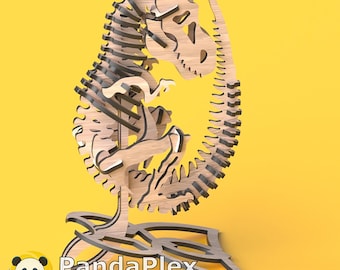 Baby T-Rex 3D Puzzle – Laser Cut Files SVG DXF, Dinosaur Model for Glowforge, Wooden Digital Template, Jurassic Decor Download