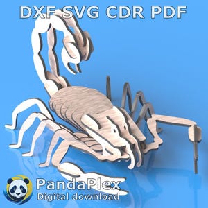 Archivo de corte láser 3D Skorpion, plano vectorial para CNC, carpintería y acero Patrón de rompecabezas - svg dxf cdr pdf decoración del hogar