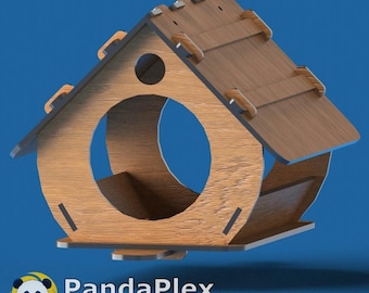 Bird Feeder SVG Laser Cut File – 3D Wooden Puzzle Template for Glowforge & CNC, Garden Decor dxf cdr pdf, DIY Hanging Bird House