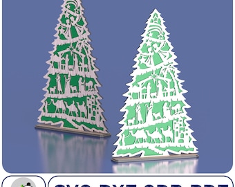 Christmas Tree 3D Puzzle SVG Laser Cut File – Wooden Holiday Decor, Glowforge Christmas Template, DXF CNC Vector, Festive Laser Design