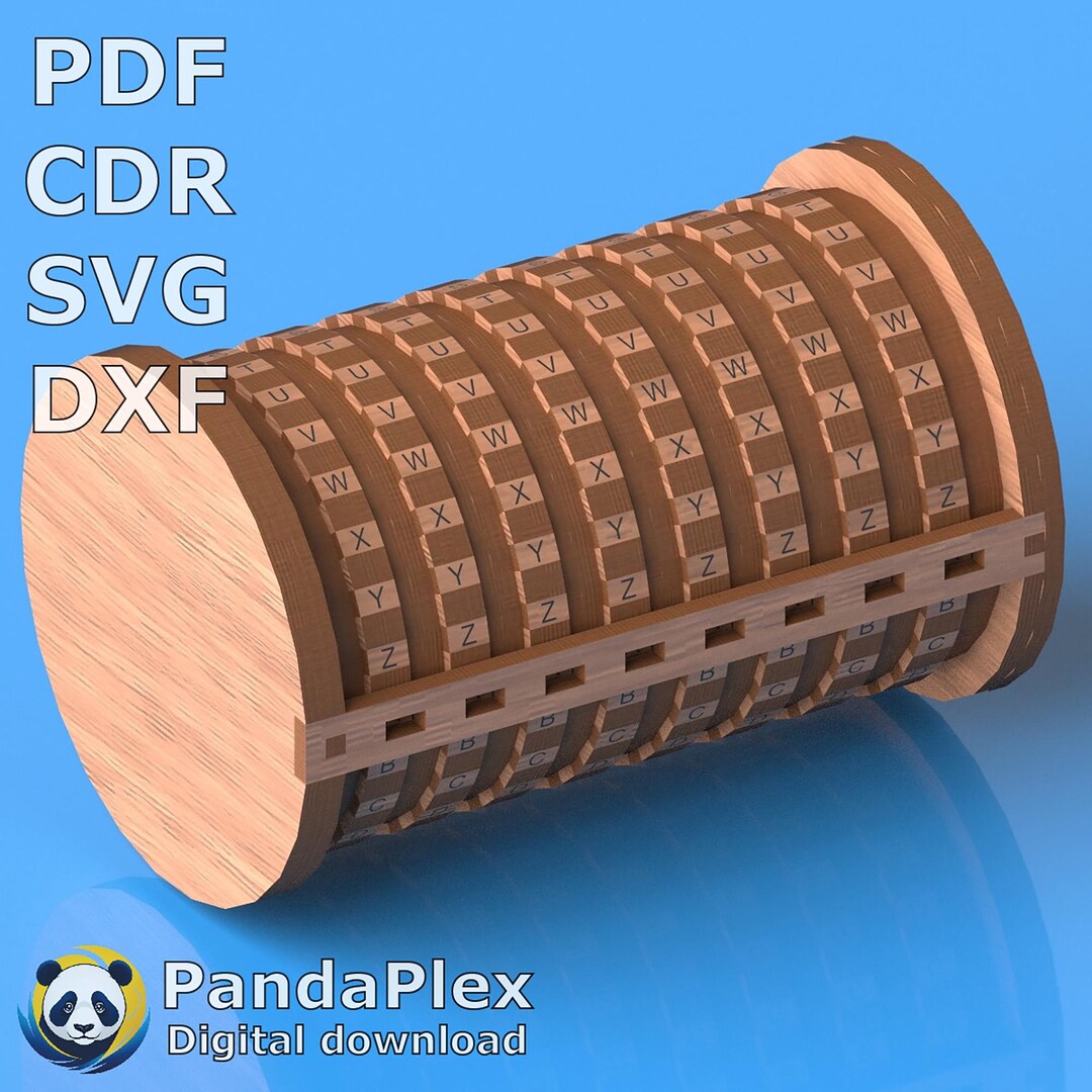 Cryptex Puzzle Box SVG Laser Cut File - Secret Code Lock, Wooden Puzzle ...