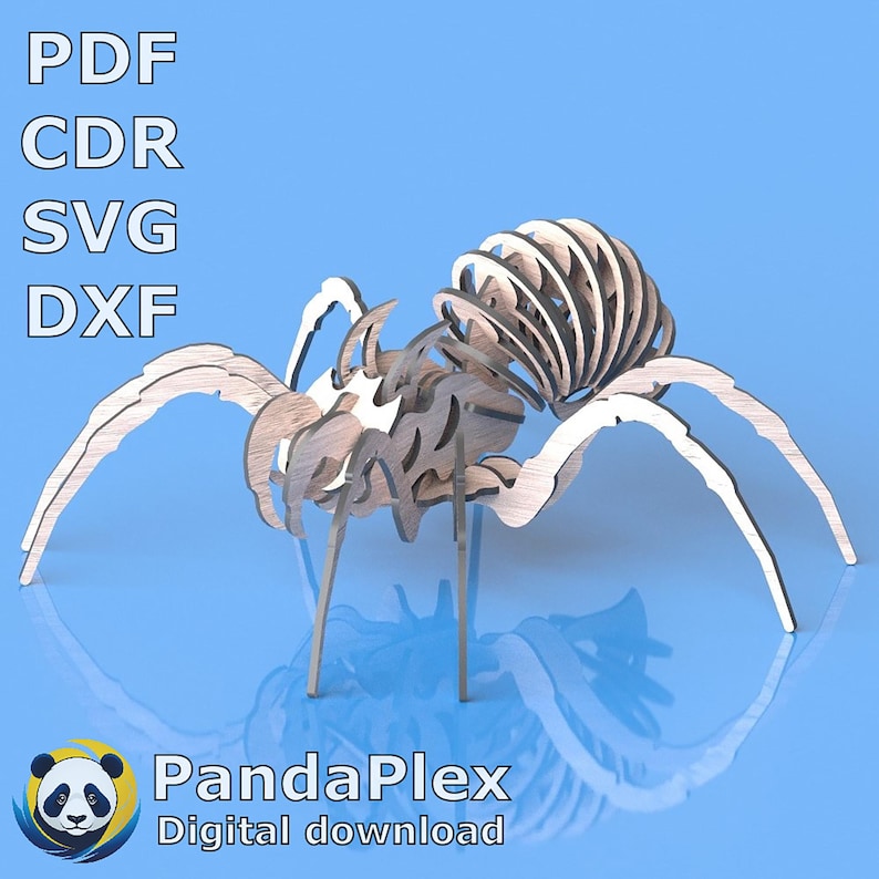 Spider 3D Puzzle – Laser Cut Files SVG DXF Design, Cutting Wood Metal ...