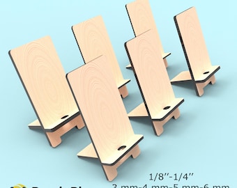 Laser Cut Phone Stand SVG | DIY Wooden Mobile Holder Files | Glowforge Xtool Omtech Template | DXF   Download