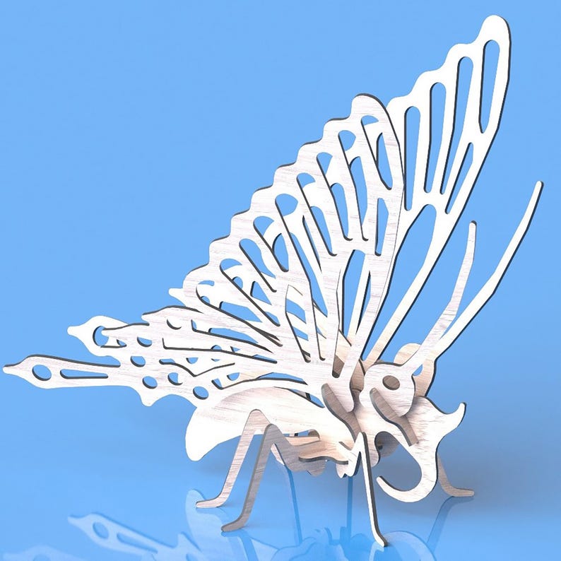 Butterfly 3D Puzzle SVG File – Insect Laser Cut Model, DXF CNC Vector ...