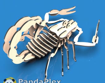 Scorpion 3D Puzzle Laser Cut Files – Insect SVG DXF cdr pdf for CNC, Glowforge, Wooden Acrylic, Digital Download Vector Template
