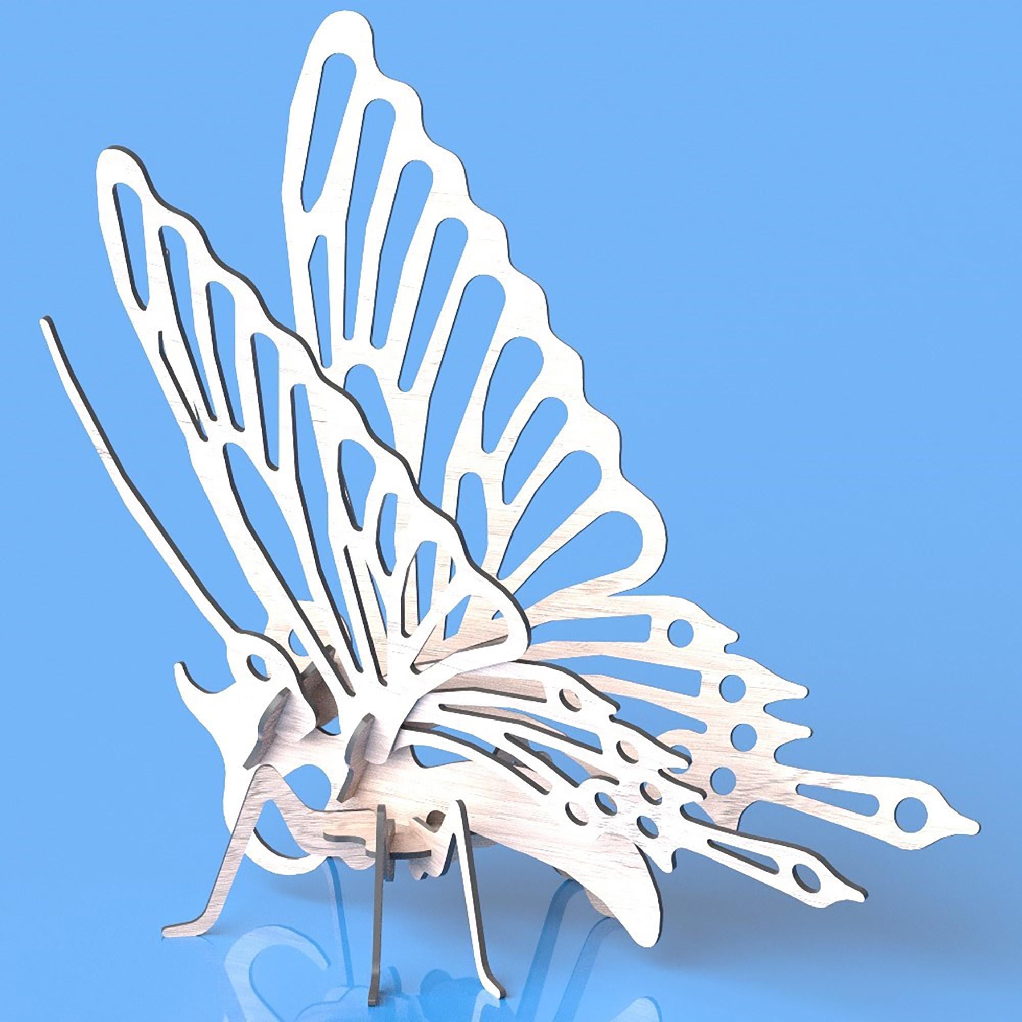 Butterfly 3D Puzzle SVG File – Insect Laser Cut Model, DXF CNC Vector ...