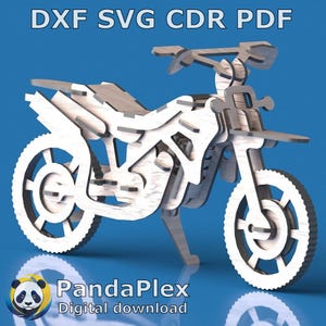Motocross Bike 3D PUZZLE – Laser Cut Motorcycle svg dxf cdr pdf, Vector CNC Model, Dirt Bike Wooden Puzzle Digital Download for Glowforge