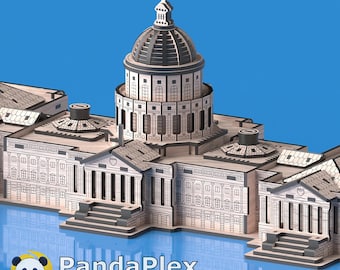 Capitol 3D Puzzle SVG File – Laser Cut Building Model, Glowforge CNC DXF Vector Plan, Architecture Gift Wooden, Digital Download