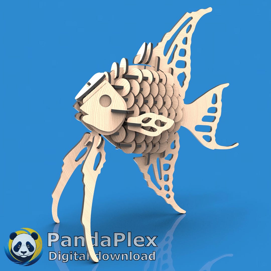 Angel Fish 3D Puzzle – Laser Cut Files SVG DXF for Glowforge, CNC ...