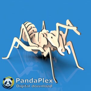 Archivos de corte láser de rompecabezas 3D de hormigas: plantilla DXF CNC de insectos, archivo SVG para Glowforge y Cricut, rompecabezas de madera, descarga digital