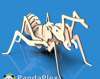 Ant 3D Puzzle Laser Cut Files –  Insect DXF CNC Template, SVG File for Glowforge & Cricut, Wooden Puzzle, Digital Download