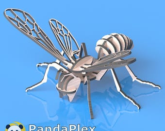 Small 3D Bee Puzzle – Laser Cut File DXF for CNC & Glowforge | Mini Bee svg for Laser Cutting | Insect Model DIY Craft