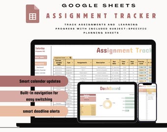 Googleスプレッドシート課題トラッカー｜学生の成績、締め切りプランナー（デジタルダウンロード）
