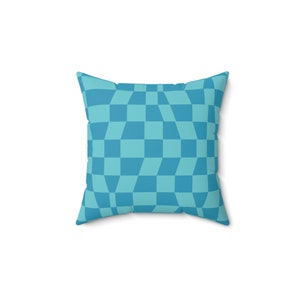 Vibrant Distorted Blue Pillow | Blue Pattern Artistic Home Decor | Retro Dorm Bedroom Decor