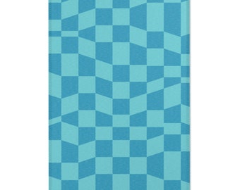 Tappeto a scacchi deformato blu / Essenziale primaverile / Tappeto Y2K con motivi azzurri / Tappeto artistico luminoso / Tappeto retrò Groovy / Tappeto trendy peluche