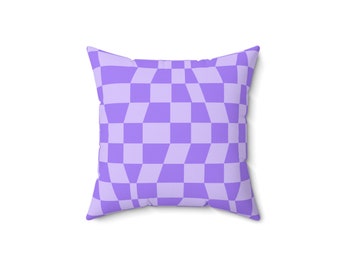 Distorted Purple Pillow | Purple Vibrant Pattern Artistic Home Decor | Retro Dorm Bedroom Decor