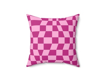 Vibrant Distorted Pink Pillow | Pink Pattern Artistic Home Decor | Retro Dorm Bedroom Decor