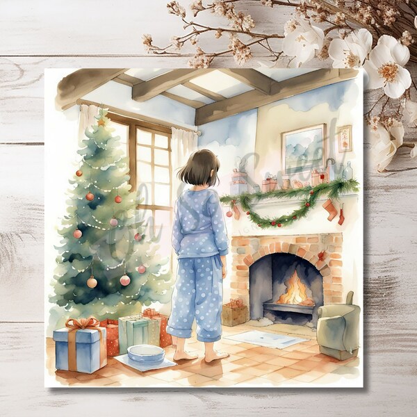 Cozy Christmas Dreams Print| Nostalgic Art| Digital Art | Cozy Time | Christmas Wall Art | Gifted | Winter Illustration | Scene | Giftidea