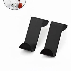 Black Stainless Steel Over Door Hook, Reversible Cabinet Hooks (4 Pack)