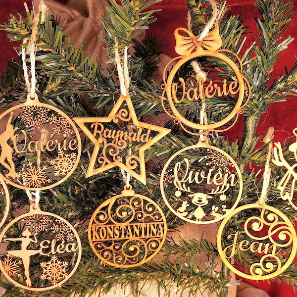 Décorations et Boules de Noël personnalisées en bois