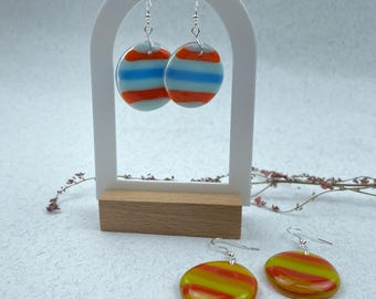 Striped Fused Glass Earrings – Handmade Joy in Every Stripe