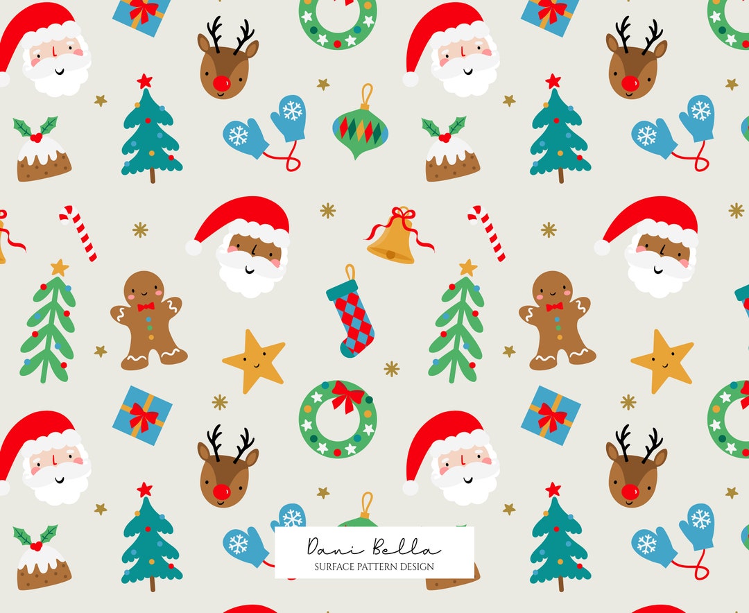Santa Christmas Seamless Digital Pattern Christmas Seamless - Etsy