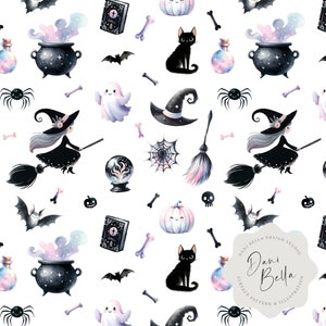 Halloween Seamless File Halloween Digital Pattern White Halloween Repeat Pattern Halloween Seamless Repeat Pastel Halloween Pattern, D43