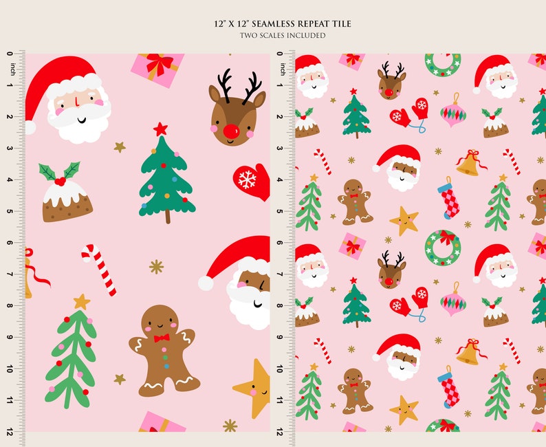 Santa Christmas Seamless Digital Pattern, Christmas Seamless Repeat ...