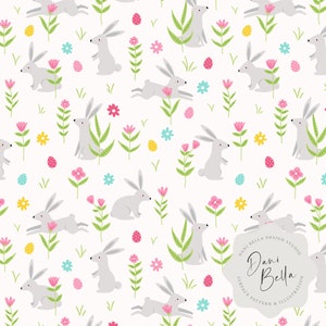 Bunny Rabbit Seamless Repeat Bunny Repeat Pattern Rabbit Fabric Pattern Easter Digital Pattern Spring Seamless File Bunny Pattern D14