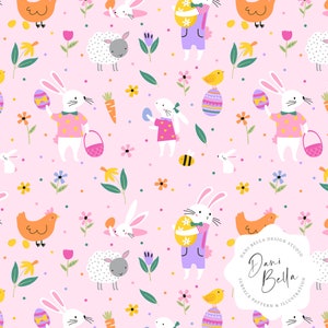 Easter Seamless Repeat Easter Bunny Repeat Pattern Easter Bunny Fabric Pattern Bunny Digital Pattern Spring Seamless File Easter Pattern D15